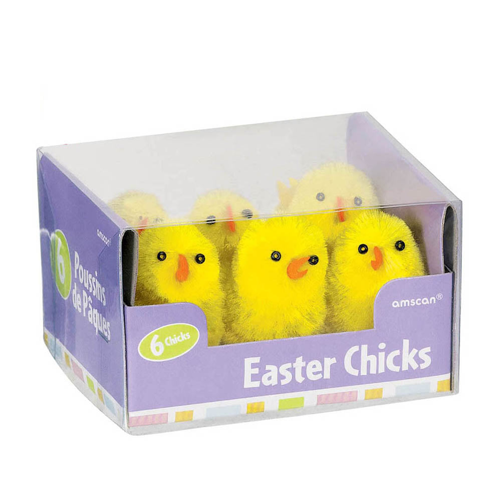 Easter Medium Chenille Chicks 1.50in 6pcs Favours - Party Centre