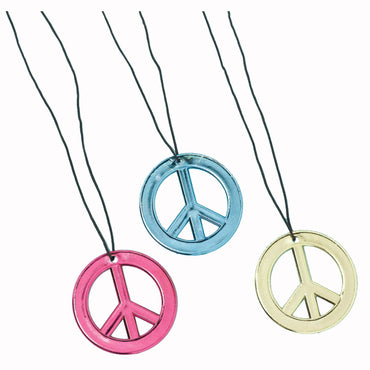 Neon Birthday Peace Sign Assorted Necklace Favors 12pcs Party Favors - Party Centre