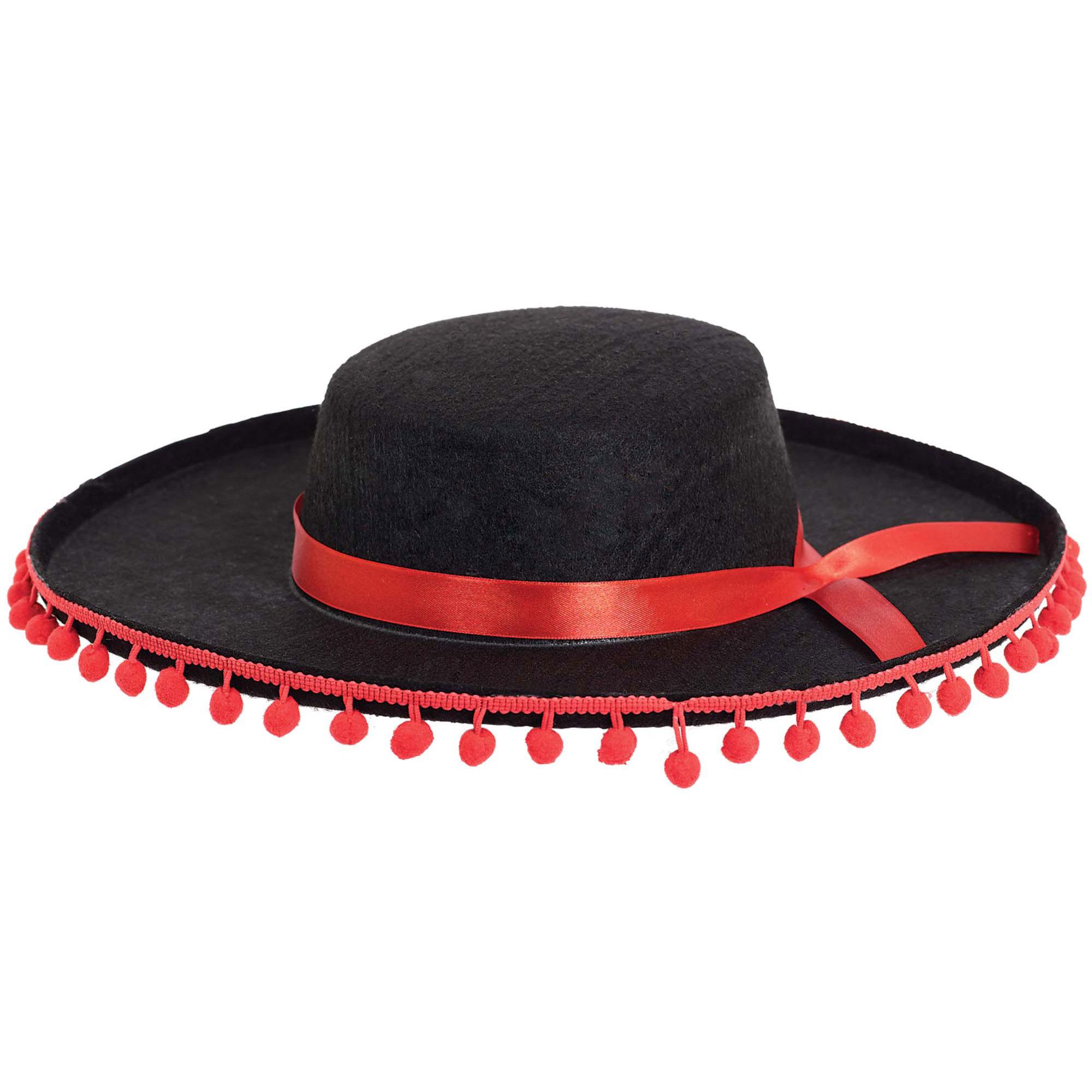 Spanish Hat With Ball Fringe Costumes & Apparel - Party Centre
