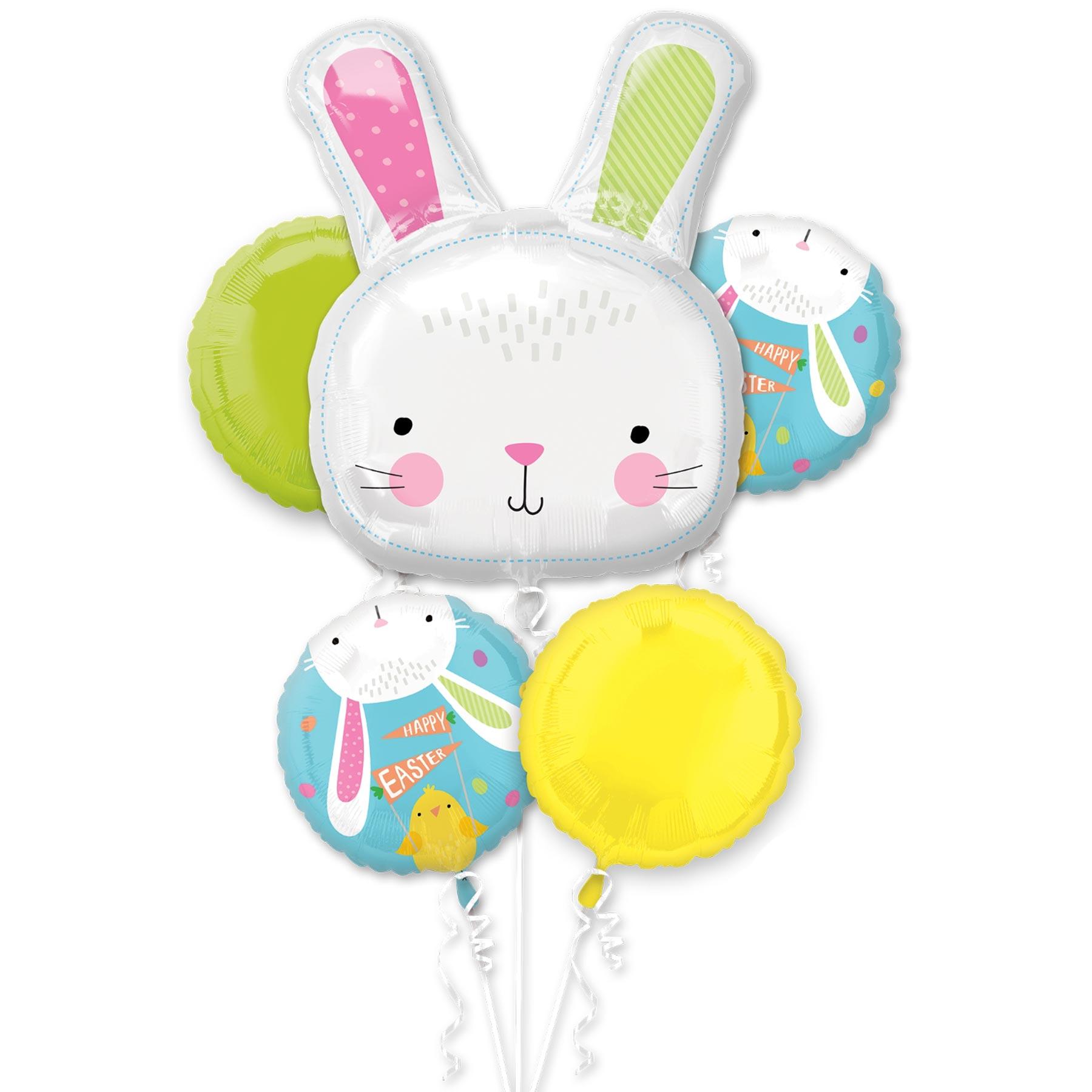 Hello Bunny Easter Balloon Bouquet 5pcs Balloons & Streamers - Party Centre