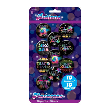70's Metal Disco Button Favors 10pcs