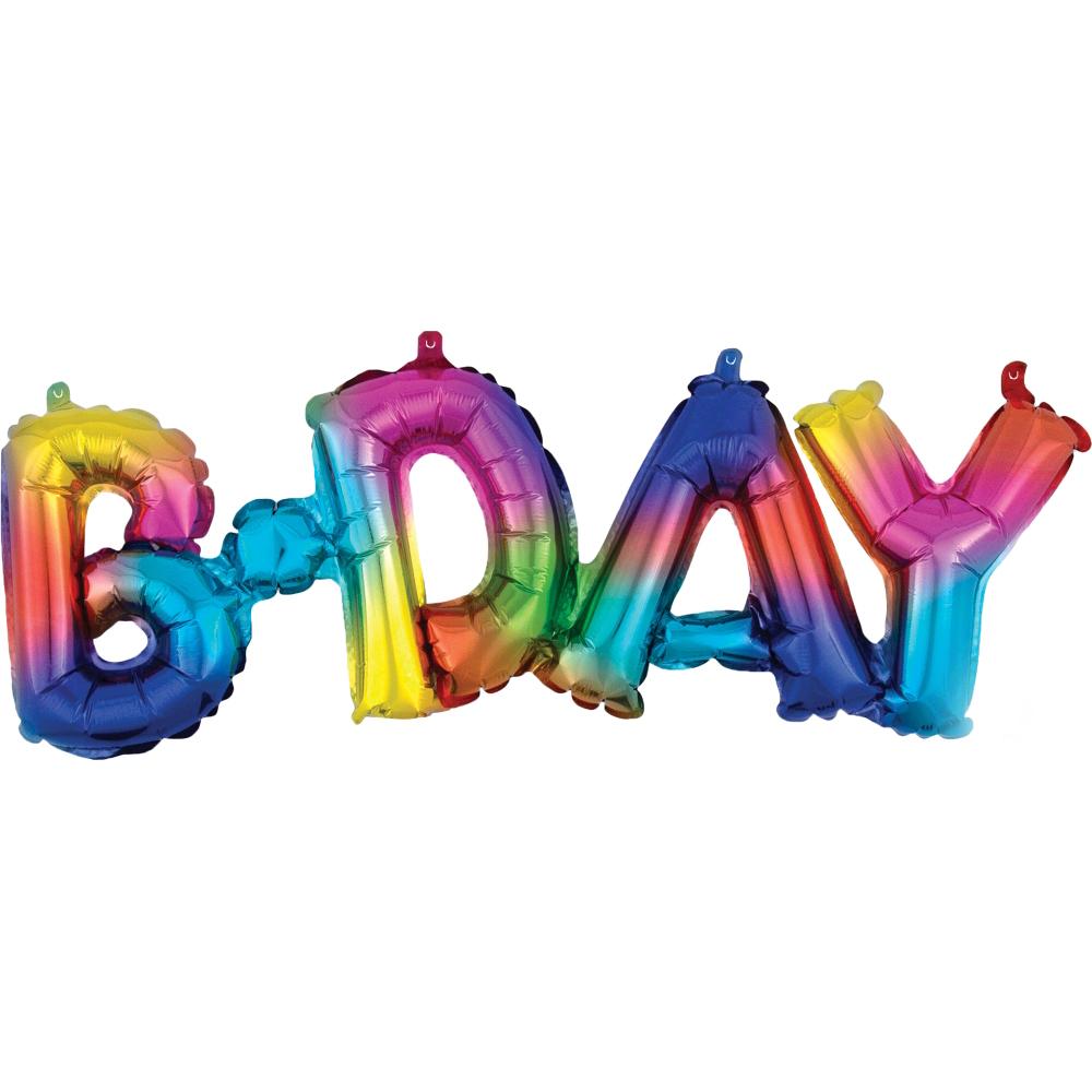 B-day Rainbow Splash Block Phrase Balloon 66x22cm Balloons & Streamers - Party Centre