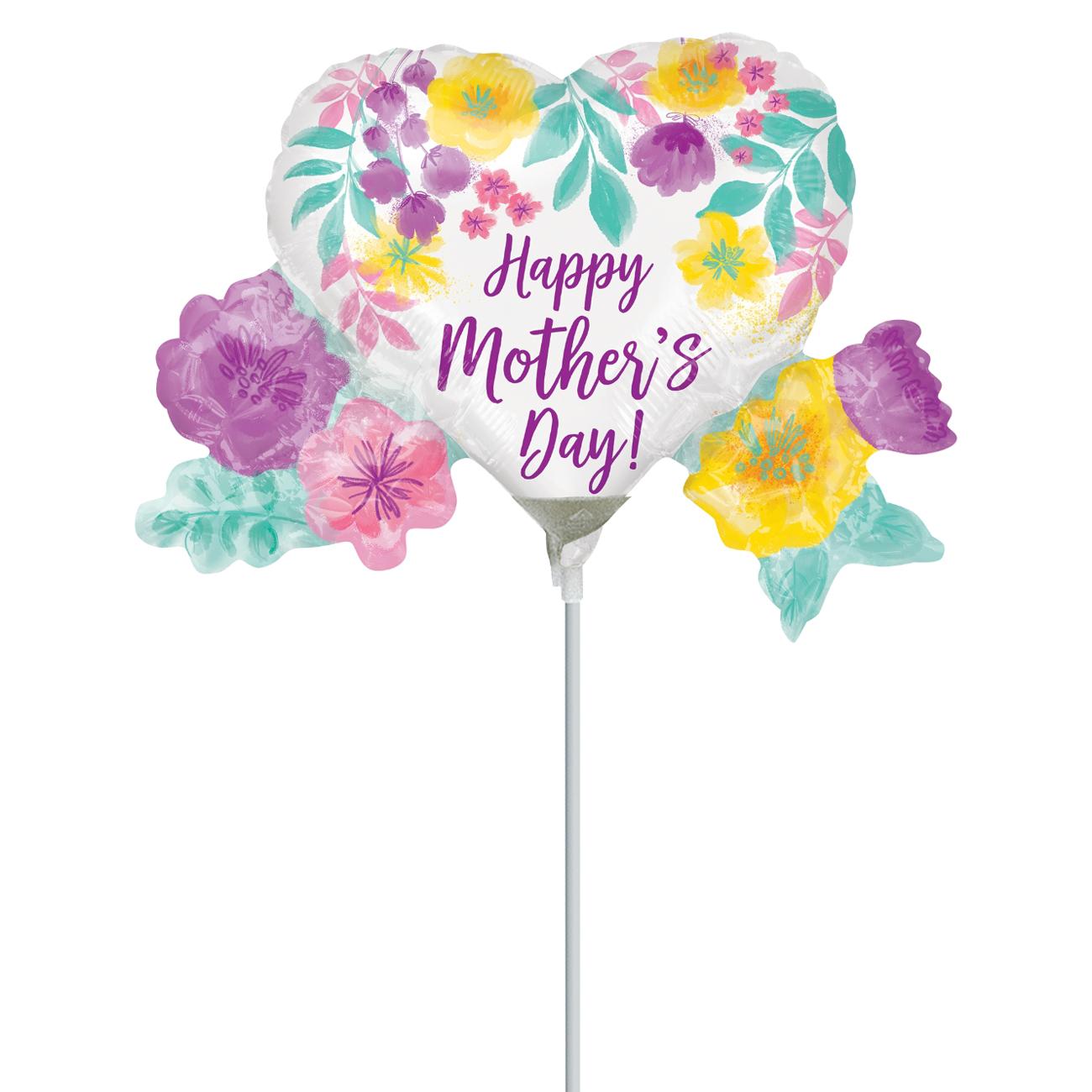 Happy Mother's Day Watercolor Flowers Mini Shape Balloons & Streamers - Party Centre