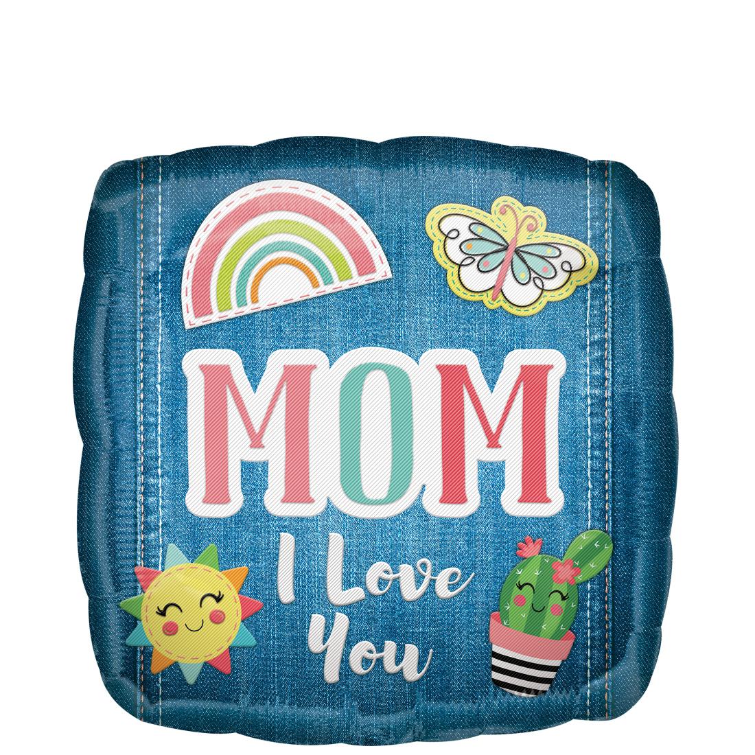 Mom I Love You Patches Foil Balloon 45cm Balloons & Streamers - Party Centre
