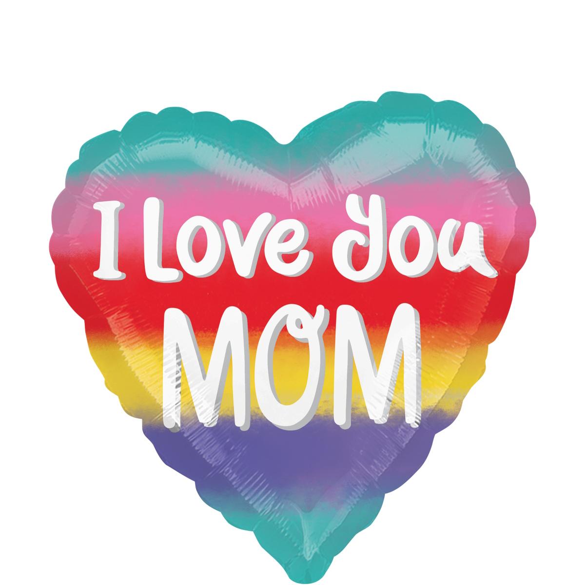 Mom I Love You Watercolor Foil Balloon 45cm Balloons & Streamers - Party Centre