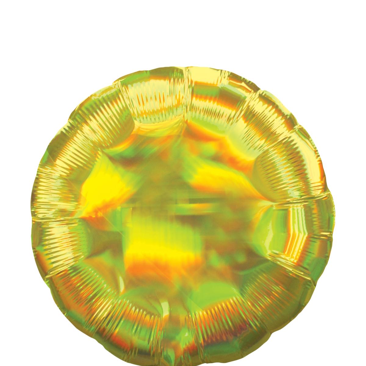 Yellow Iridescent Circle Foil Balloon 45cm Balloons & Streamers - Party Centre