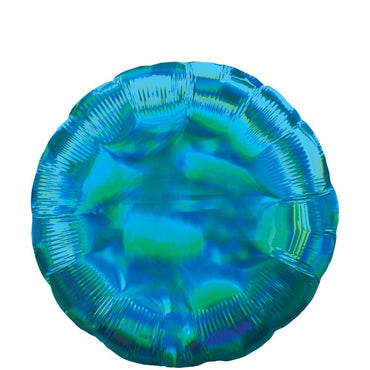 Cyan Iridescent Circle Foil Balloon 45cm Balloons & Streamers - Party Centre