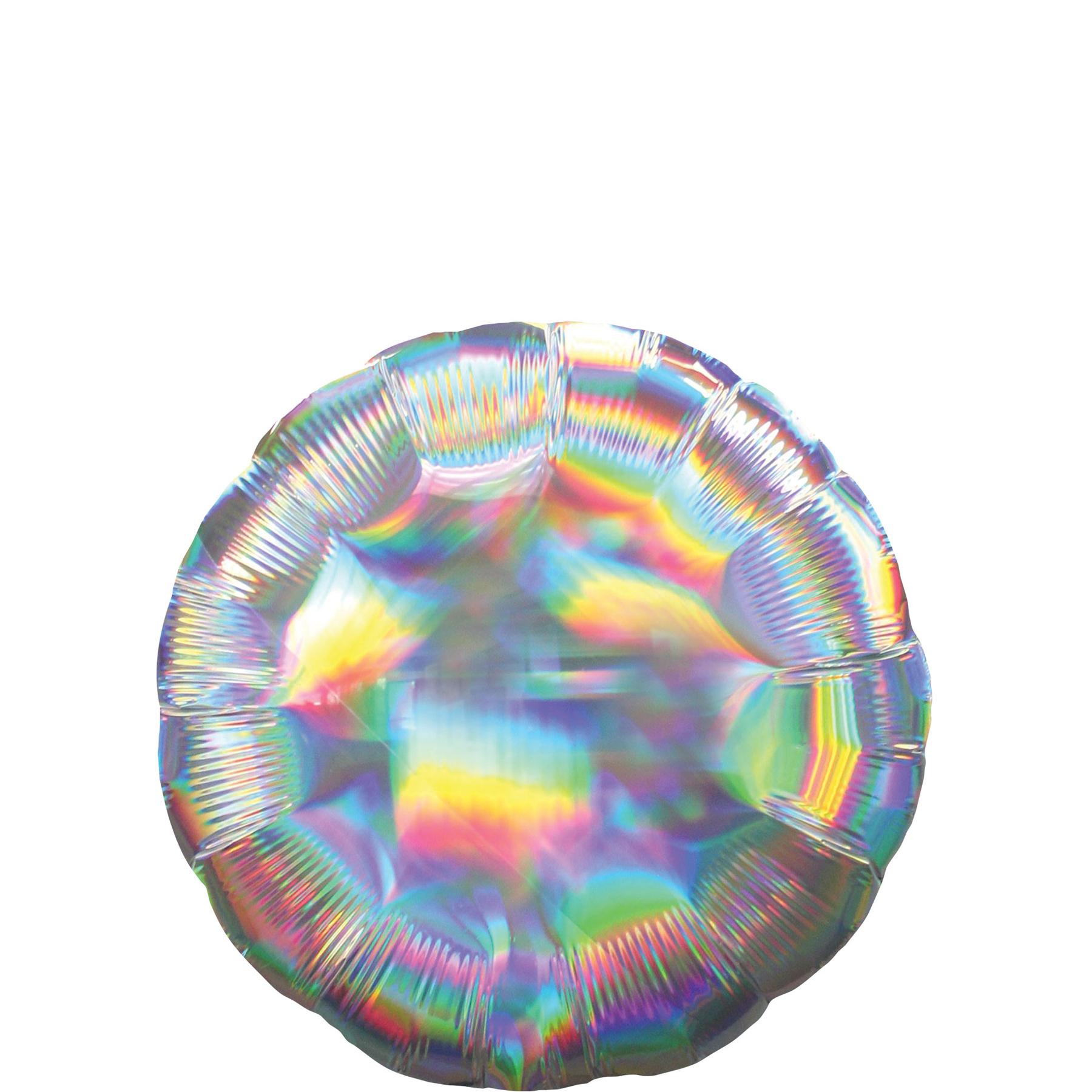 Silver Iridescent Circle Holographic Foil Balloon 45cm Balloons & Streamers - Party Centre