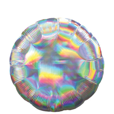 Silver Iridescent Circle Foil Balloon 45cm Balloons & Streamers - Party Centre