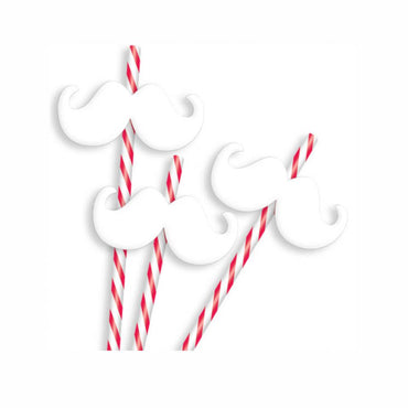 Christmas Moustache Straws 9in, 12pcs Candy Buffet - Party Centre