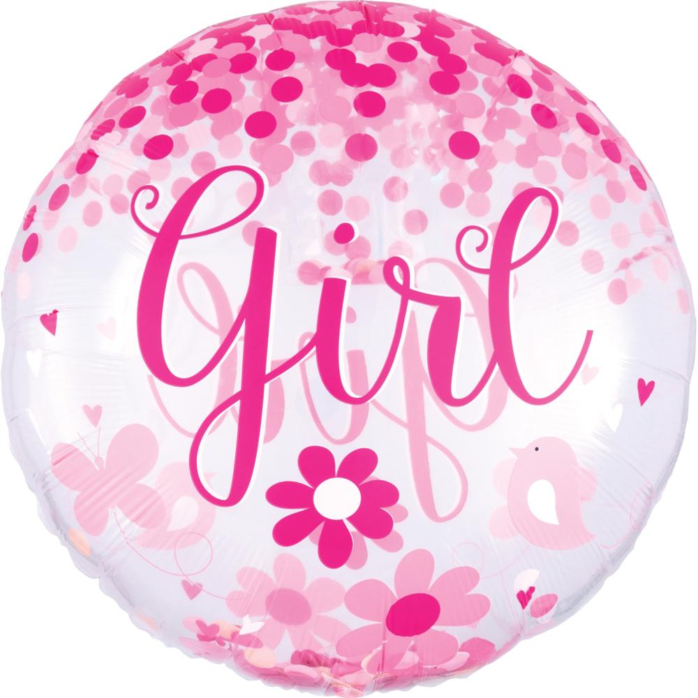 Baby Girl Confetti Balloon 71cm Balloons & Streamers - Party Centre