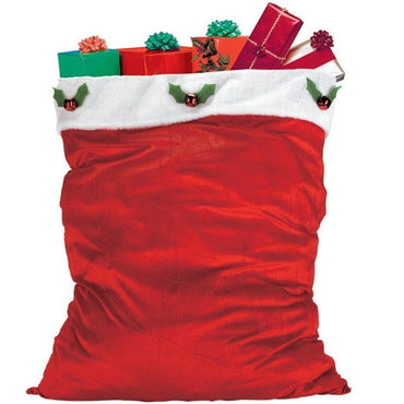 Velour Santa Bag Party Favors - Party Centre