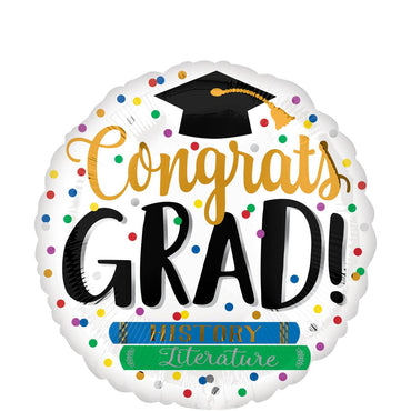 Congrats Grad Books Foil Balloon 45cm Balloons & Streamers - Party Centre