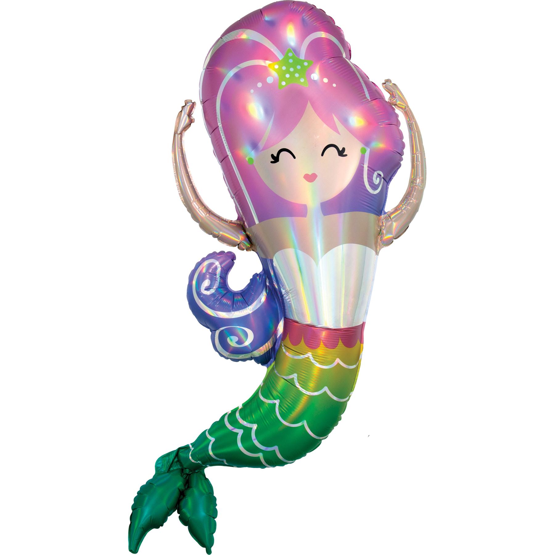 Mermaid Iridescent SuperShape Balloon 81x104cm Balloons & Streamers - Party Centre