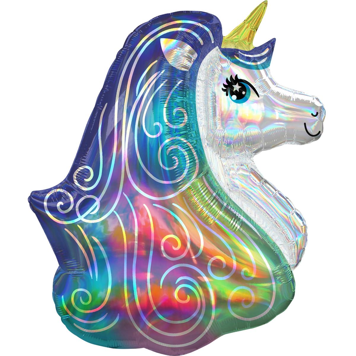 Unicorn Iridescent Rainbow Holographic SuperShape 63x76cm Balloons & Streamers - Party Centre
