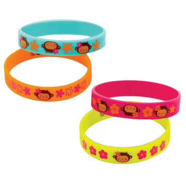 Monkey Love Rubber Bracelet Favors 4pcs Party Favors - Party Centre