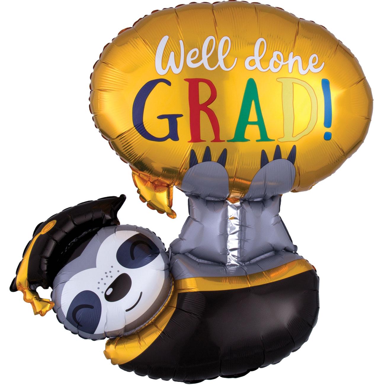 Graduation Sloth SuperShape Foil Balloon 71cm Balloons & Streamers - Party Centre