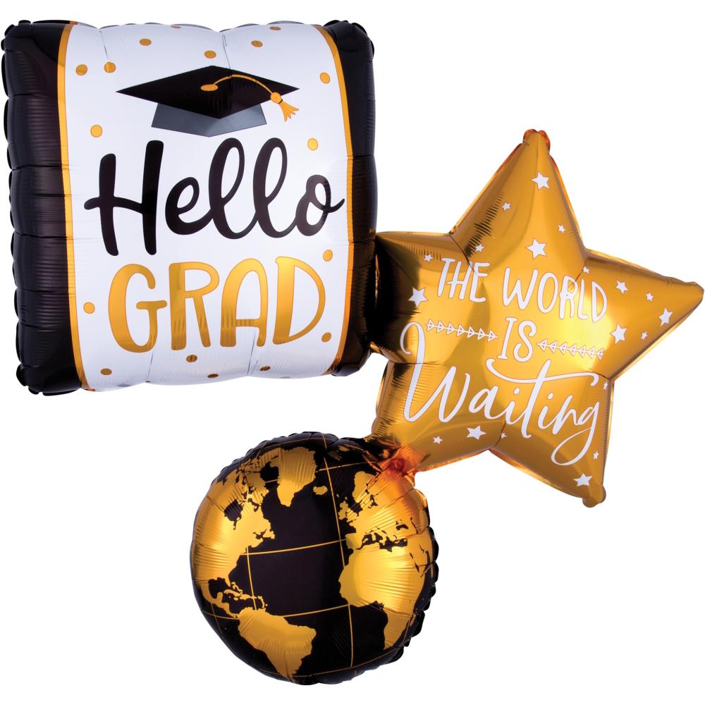 The World is Waiting Grad SuperShape Balloon 81x86cm Balloons & Streamers - Party Centre