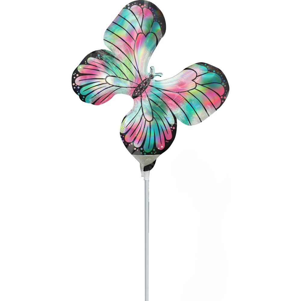 Teal & Pink Iridescent Butterfly Mini Shape Balloon 23cm Balloons & Streamers - Party Centre