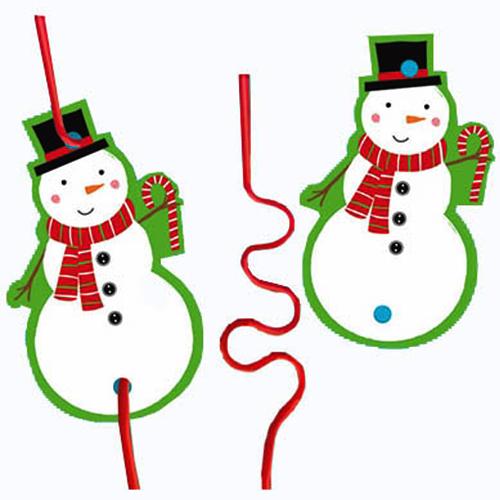 Christmas Card With Straw 12pcs Party Favors - Party Centre