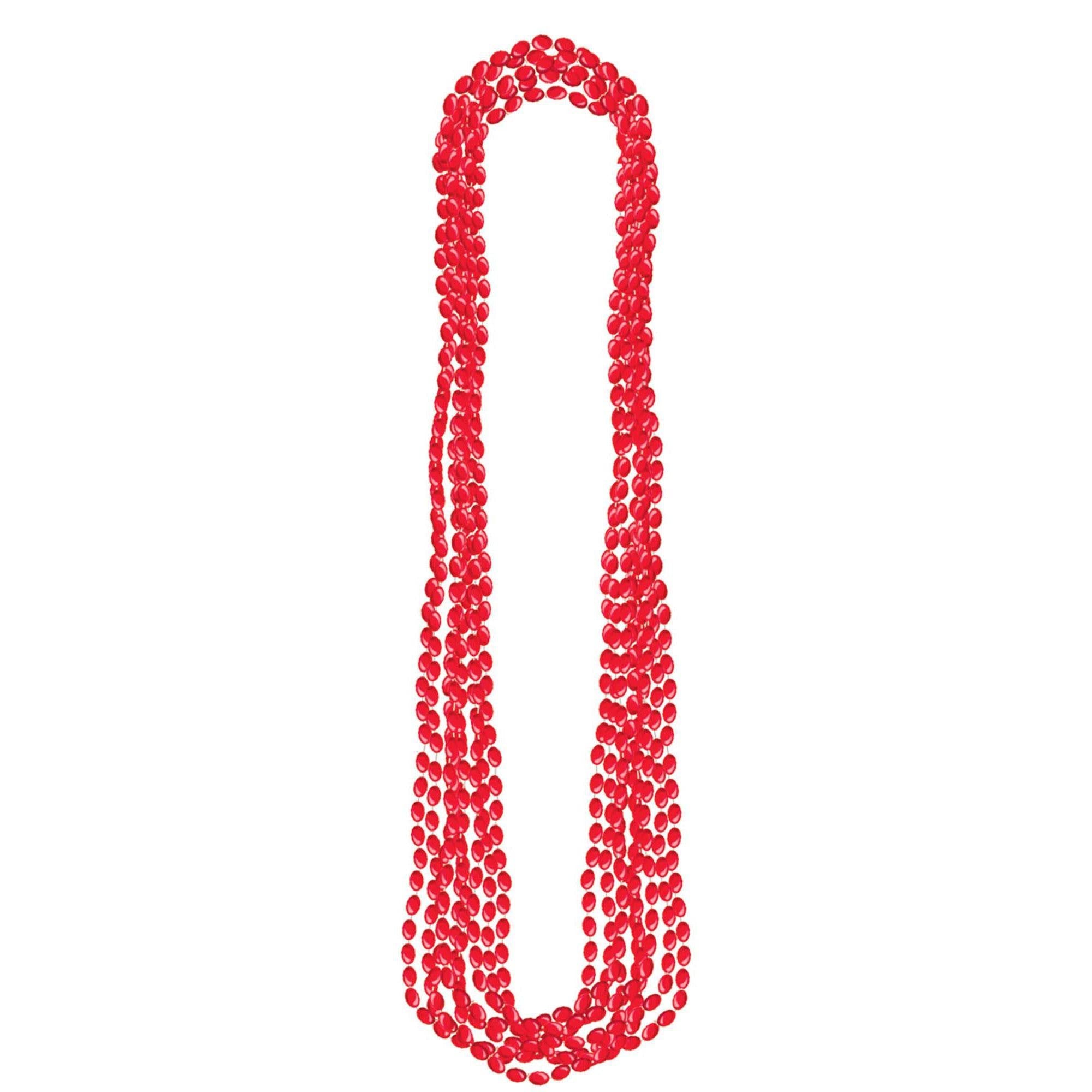 Metallic Red Necklaces 8pcs Costumes & Apparel - Party Centre
