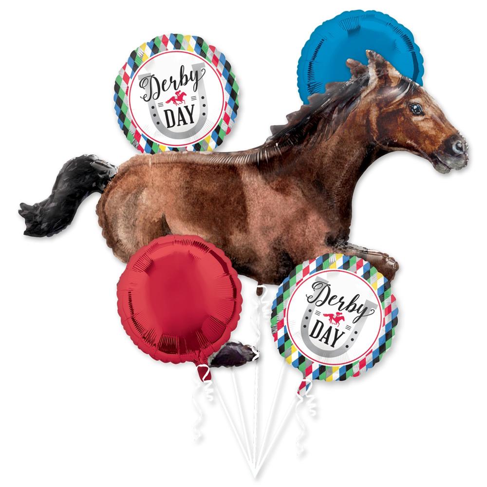 Derby Day Balloon Bouquet 5pcs Balloons & Streamers - Party Centre