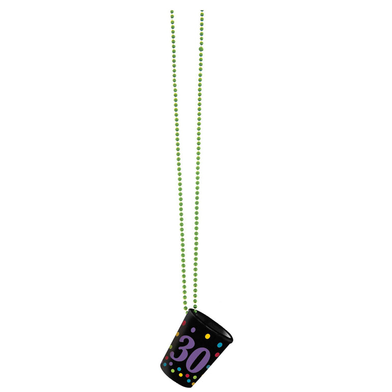 30th Birthday Shot Glass Necklace Costumes & Apparel - Party Centre