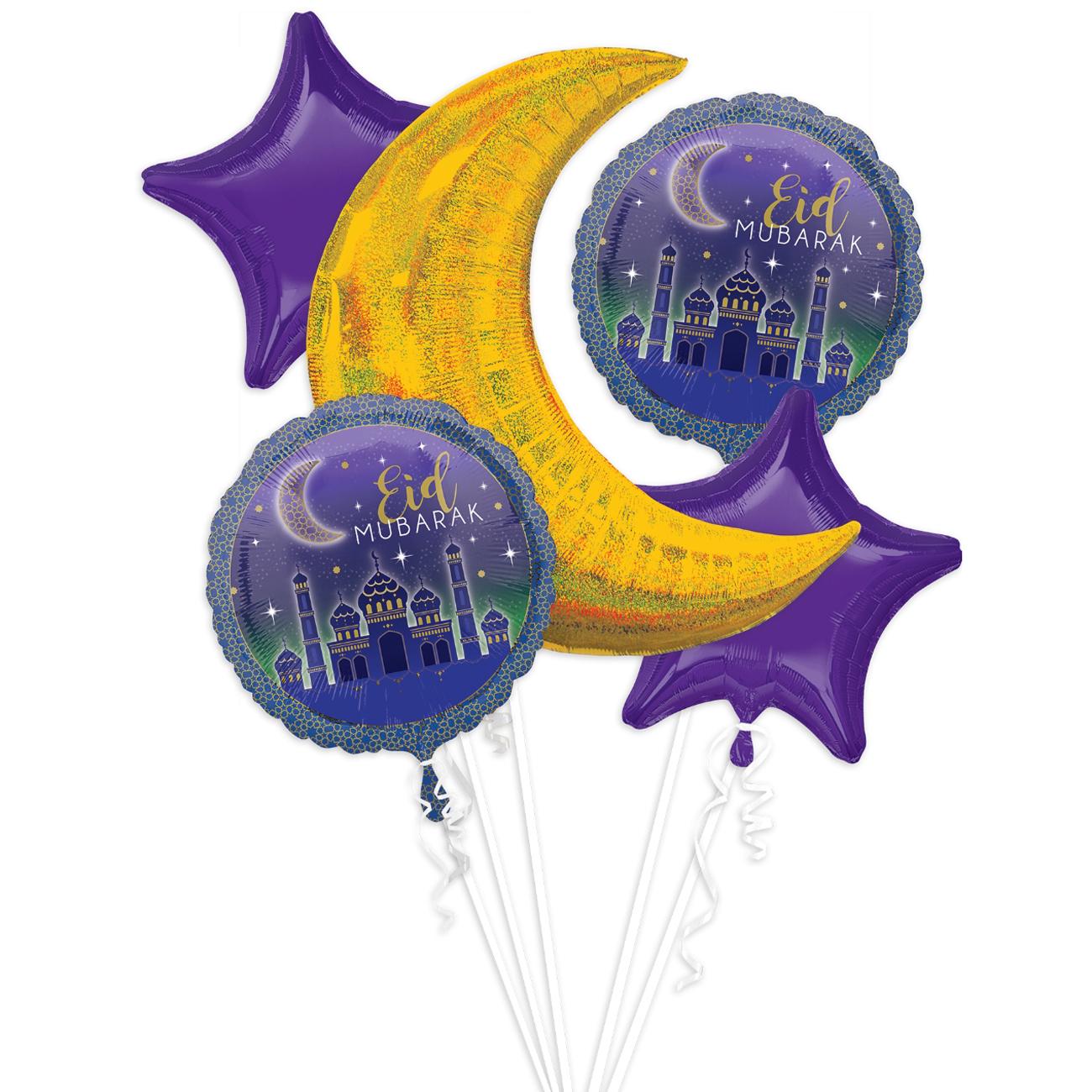 EID Balloon Bouquet 5pcs Balloons & Streamers - Party Centre