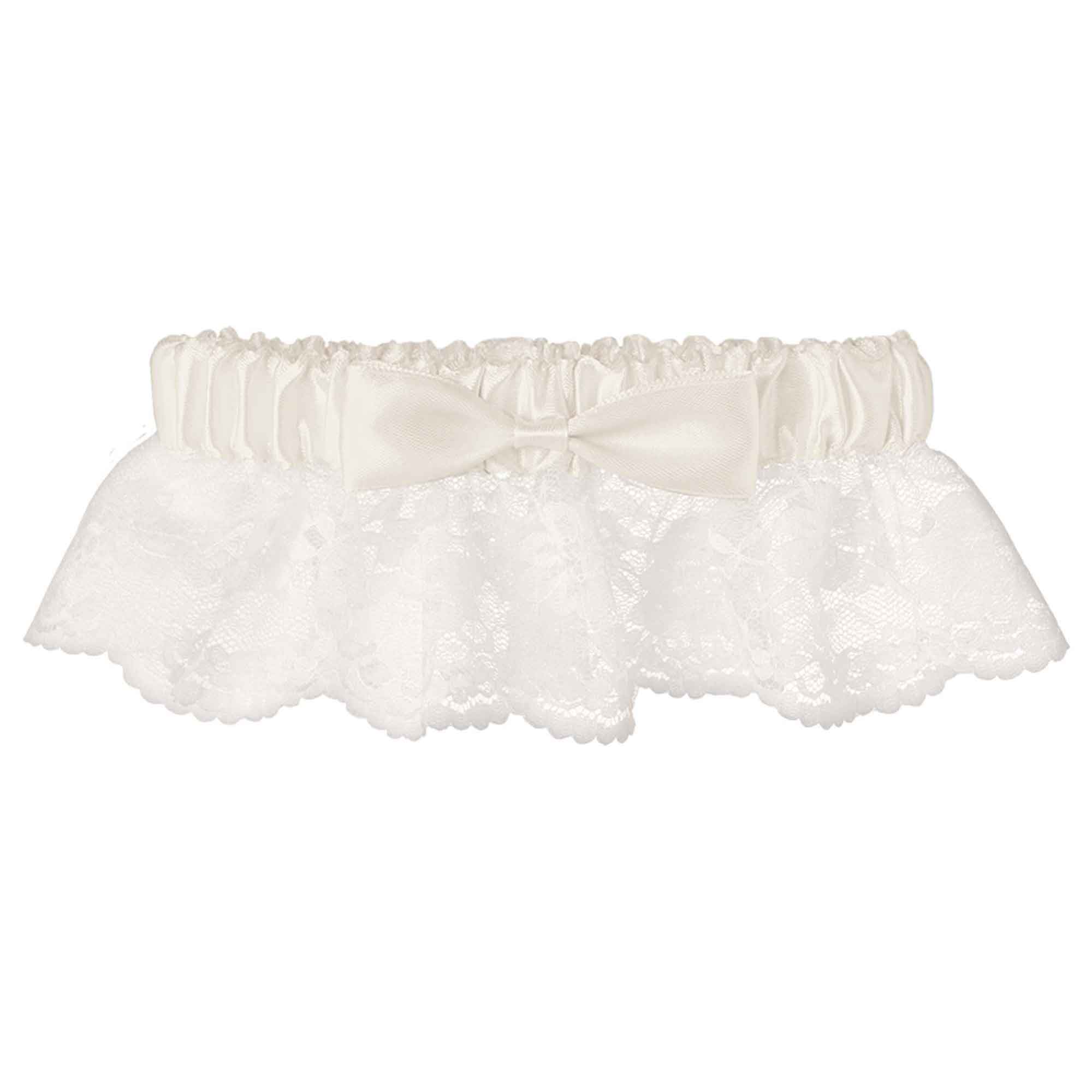 White Garter Lace With Ivory Ribbon One Size Costumes & Apparel - Party Centre