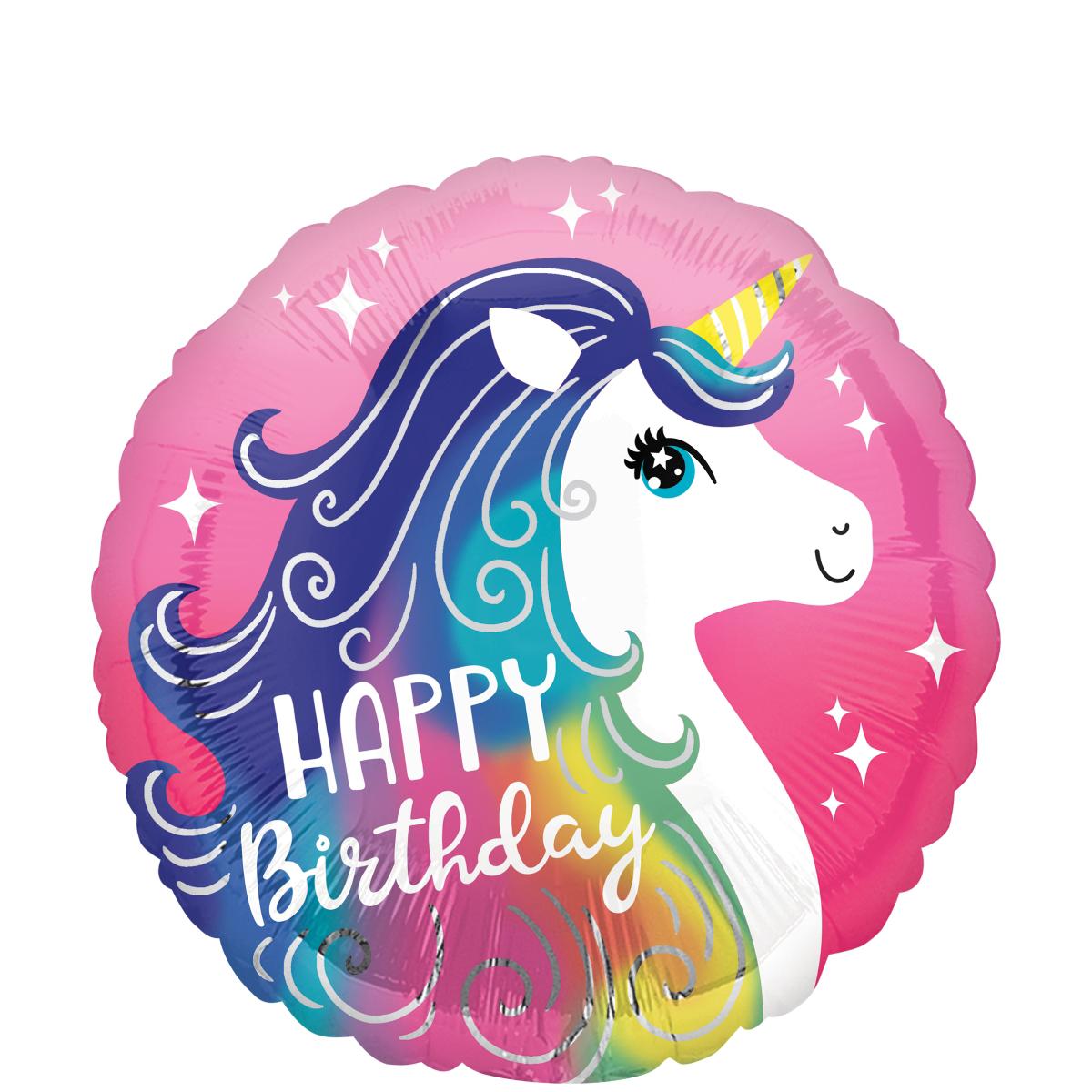 Pink Unicorn Happy Birthday Foil Balloon 45cm Balloons & Streamers - Party Centre