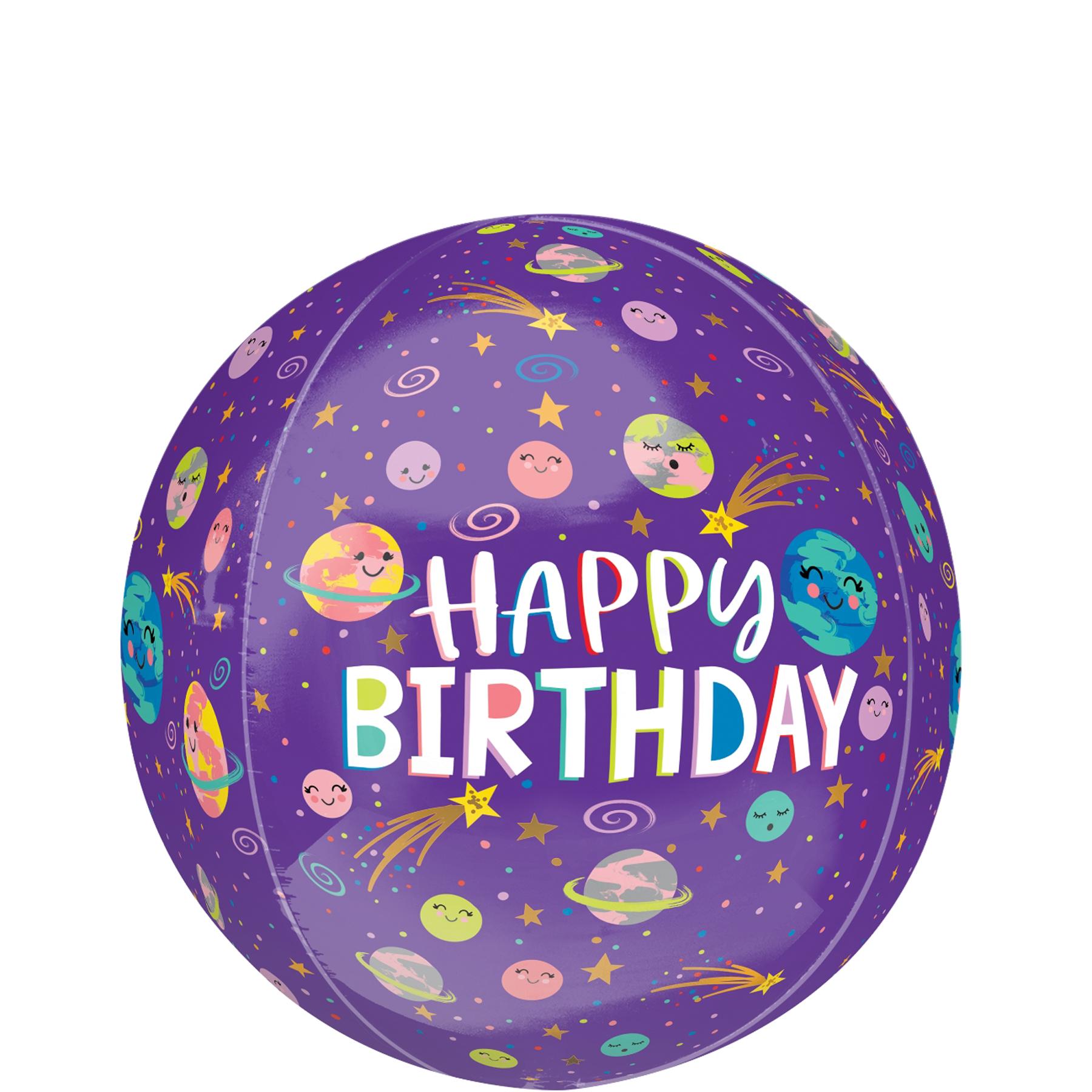 Smiling Galaxy Happy Birthday Orbz Balloon 38x40cm Balloons & Streamers - Party Centre