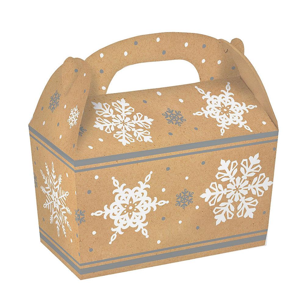 Snowflakes Kraft Gable Boxes 5pcs Favours - Party Centre