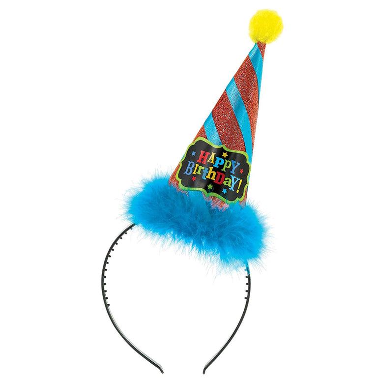 Birthday Brights Cone Hat Headband Costumes & Apparel - Party Centre