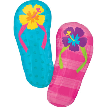 Hibiscus and Flip Flops SuperShape Foil Balloon 63x83cm Balloons & Streamers - Party Centre