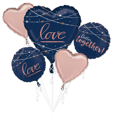 Navy Wedding Balloon Bouquet 5pcs Balloons & Streamers - Party Centre