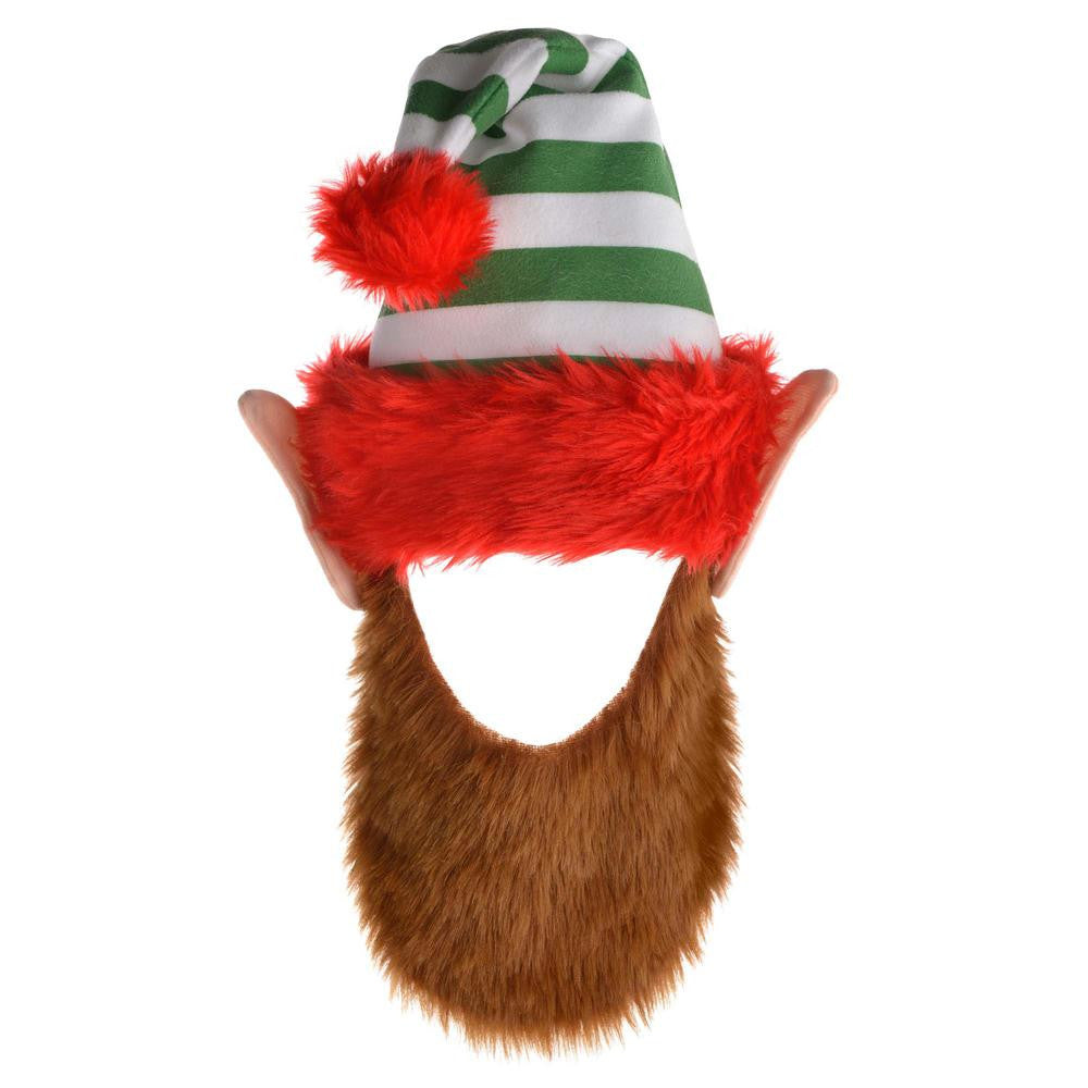 Elf Hat With Beard 24in x 12in Costumes & Apparel - Party Centre