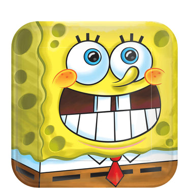 Spongebob Classic Square Plates 9in, 8pcs Printed Tableware - Party Centre