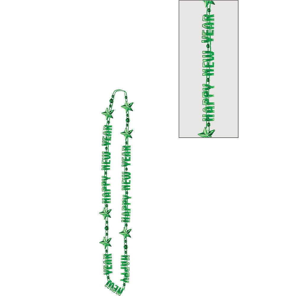 Happy New Year Necklace Bead- Green Costumes & Apparel - Party Centre