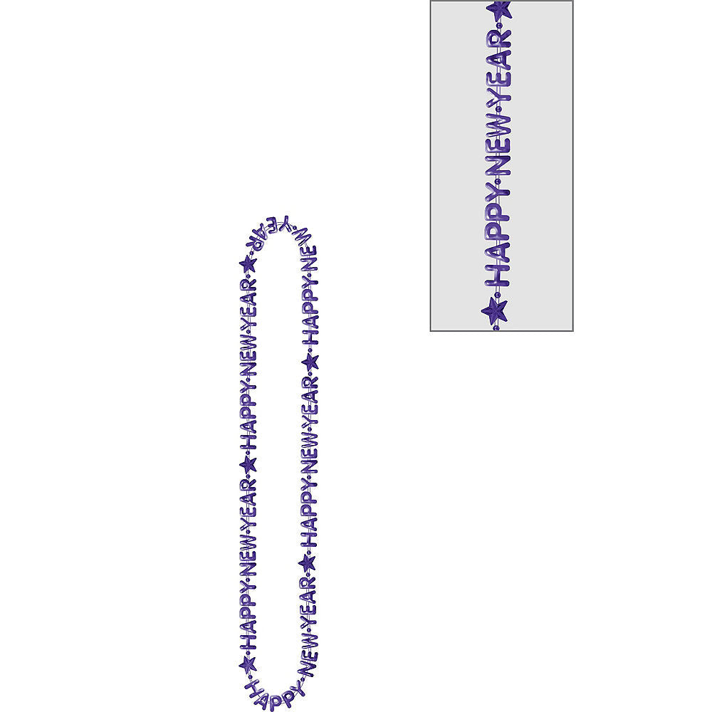 Happy New Year Necklace Bead- Purple Costumes & Apparel - Party Centre
