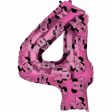 Minnie Mouse Number 4 Pink SuperShape Balloon 60x91cm Balloons & Streamers - Party Centre