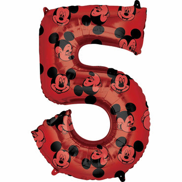 Mickey Mouse Number 5 Red SuperShape Balloon 58x83cm Balloons & Streamers - Party Centre