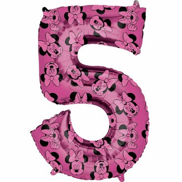 Minnie Mouse Number 5 Pink SuperShape Balloon 58x83cm Balloons & Streamers - Party Centre