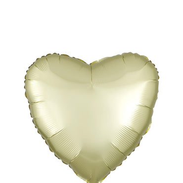 Pastel Yellow Heart Satin Luxe Foil Balloon 45cm Balloons & Streamers - Party Centre
