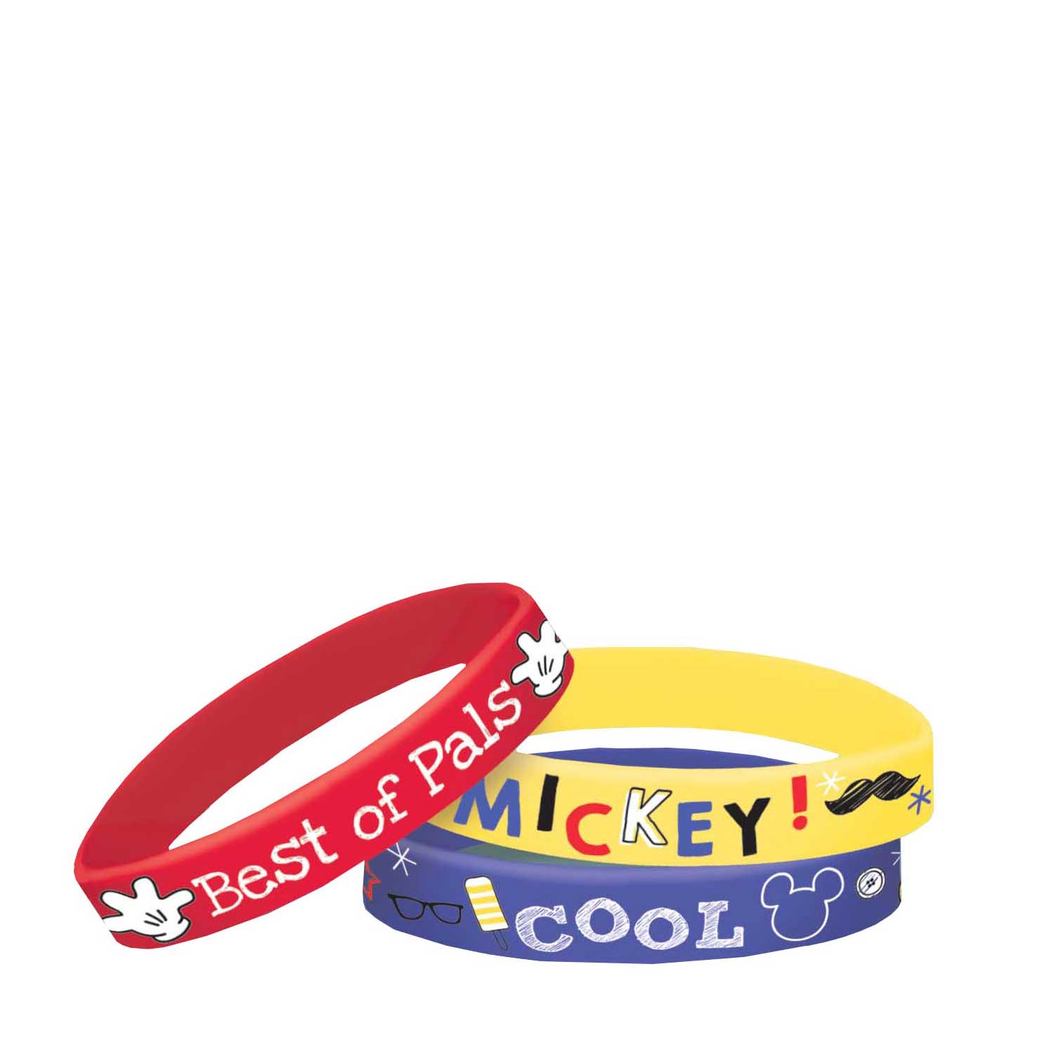 Mickey On The Go Rubber Bracelets 6pcs Party Favors - Party Centre