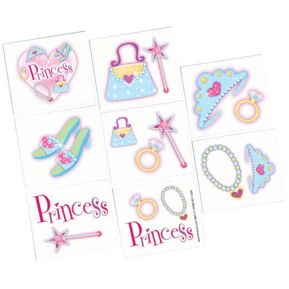 Princess Tattoo Favors 8 Sheets Party Favors - Party Centre