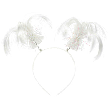 White Ponytail Head Bopper Costumes & Apparel - Party Centre