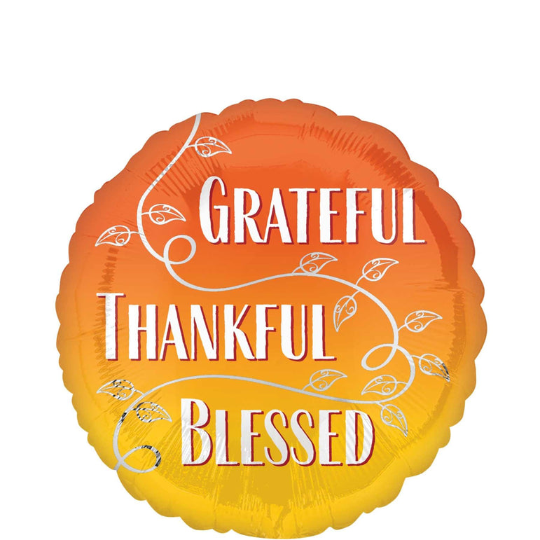 Grateful, Thankful, Blessed Foil Balloon 45cm Balloons & Streamers - Party Centre