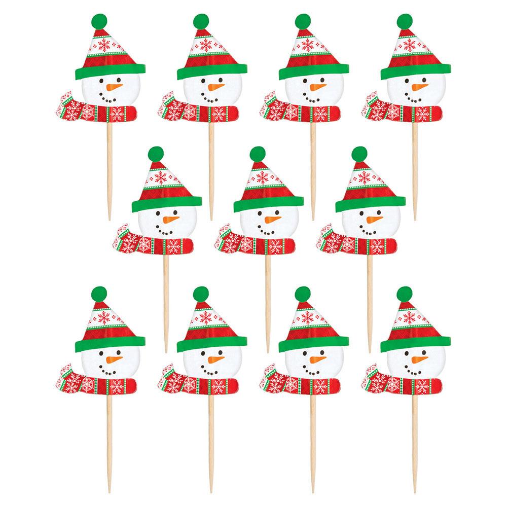 Christmas Snowman Party Picks 2.50in, 36pcs Party Accessories - Party Centre