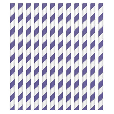New Purple Paper Straws 24pcs Candy Buffet - Party Centre