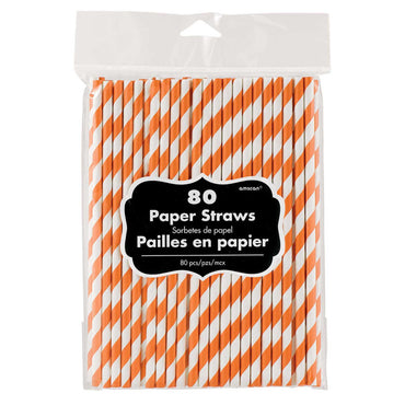 Orange Peel Paper Straws 80pcs Candy Buffet - Party Centre